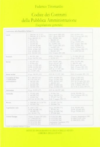 Codice dei contratti della pubblica amministrazione di Federico Titomanlio edito da Ist. Poligrafico dello Stato