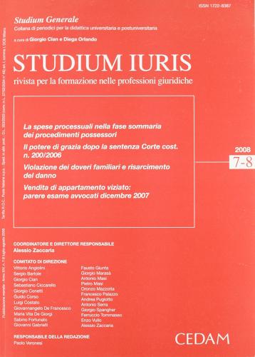 Studium iuris. Rivista per la formazione nelle professioni giuridiche (2008) vol. 7-8 edito da CEDAM