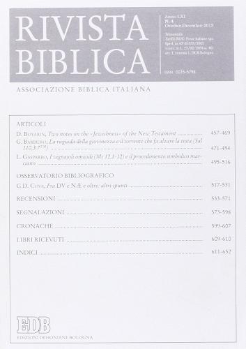 Rivista biblica (2013) vol.4 edito da EDB