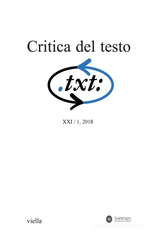 Critica del testo (2018) vol.1 edito da Viella