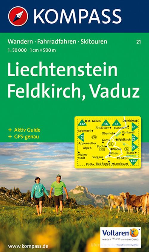 Carta escursionistica n. 21. Austria. Vorarlberg. Feldkirch-Vaduz 1:50.000. Adatto a GPS. Digital map. DVD-ROM edito da Kompass