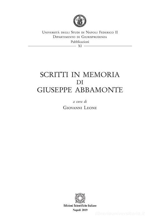 Scritti in memoria di Giuseppe Abbamonte edito da Edizioni Scientifiche Italiane