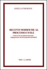 Recenti modifiche al processo civile. Controversie in materia di protesti impugnazione dei licenziamenti individuali di Aniello Merone edito da Pioda Imaging