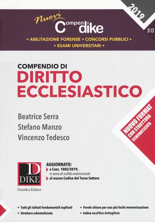 Compendio di diritto ecclesiastico di Beatrice Serra, Stefano Manzo, Vincenzo Tedesco edito da Dike Giuridica Editrice