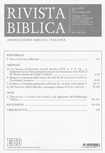 Rivista biblica (2020) vol.1 edito da EDB