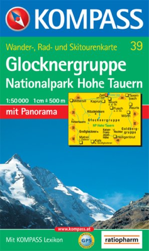 Carta escursionistica n. 39. Austria. Tirolo... Glocknergruppe, Nationalpark Hope Tauern 1:50.000. Con carta panoramica. Adatto a GPS. Digital map. DVD-ROM. Ediz. bi edito da Kompass