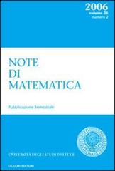 Note di matematica vol.26.2 edito da Liguori