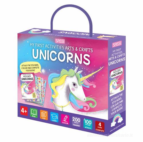 Unicorns. My first activities arts & crafts. Ediz. a colori. Con 200 decals. Con 4 scenes to complete. Con special tracing pen. Con 100 stickers di Irena Trevisan edito da Sassi