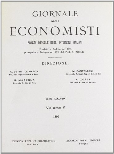 Giornale degli Economisti. 2ª serie vol.10 edito da Forni