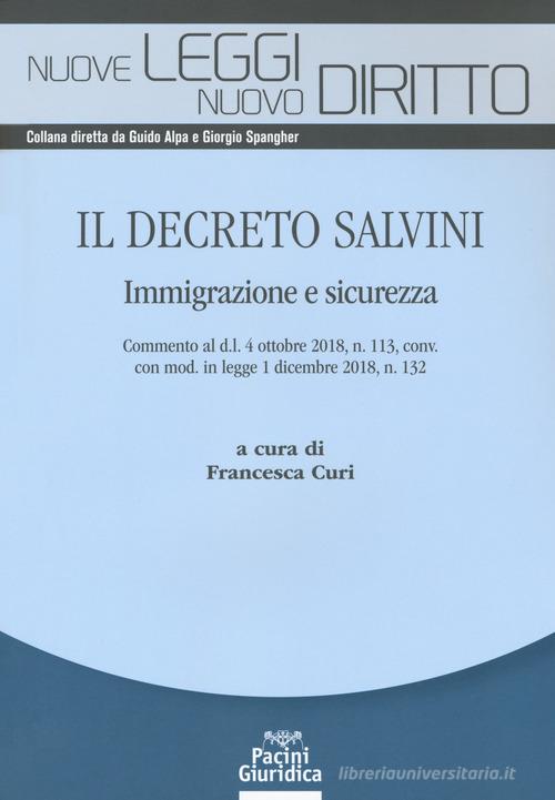 Il Decreto Salvini. Immigrazione e sicurezza edito da Pacini Giuridica