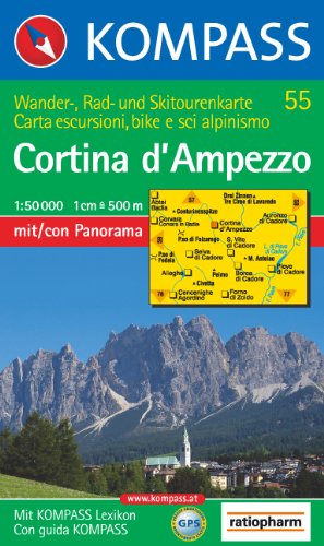 Carta escursionistica n. 55. Cortina d'Ampezzo 1:50.000. Adatto a GPS. Digital map. DVD-ROM edito da Kompass