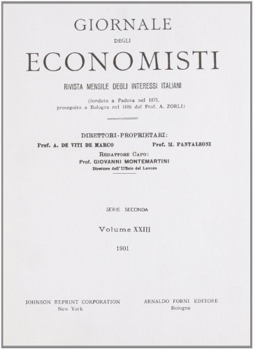 Giornale degli Economisti. 2ª serie vol.23 edito da Forni