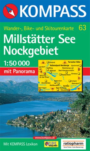 Carta escursionistica n. 63. Austria. Carinzia. Millstätter See, Nockgebiet 1:50.000. Con carta panoramica. Adatto a GPS. DVD-ROM digital map. Ediz. bilingue edito da Kompass