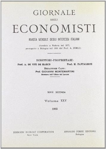 Giornale degli Economisti. 2ª serie vol.25 edito da Forni