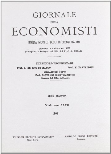 Giornale degli Economisti. 2ª serie vol.27 edito da Forni