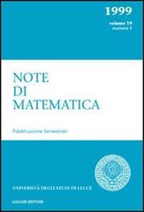 Note di matematica vol.19.1 edito da Liguori