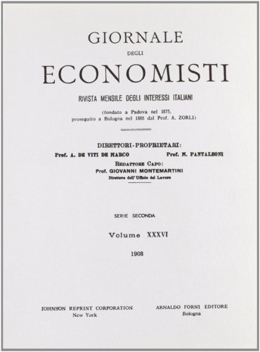 Giornale degli Economisti. 2ª serie vol.36 edito da Forni