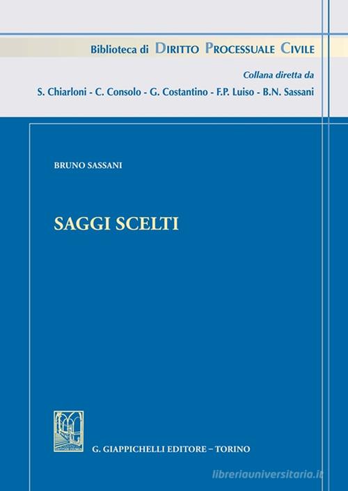 Saggi scelti di Bruno Sassani edito da Giappichelli