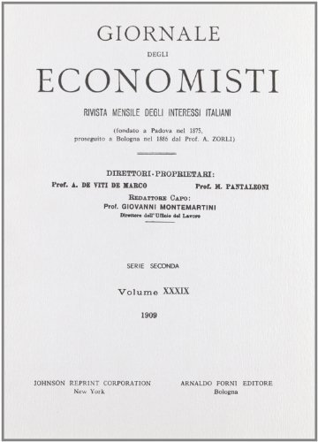 Giornale degli Economisti. 2ª serie vol.39 edito da Forni