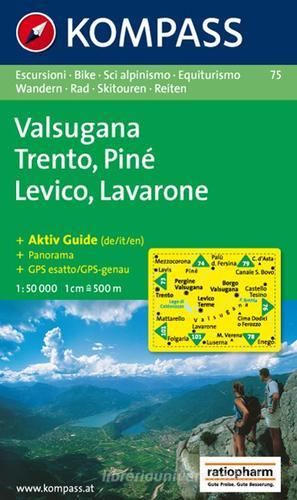 Carta escursionistica n. 75. Trentino, Veneto. Trento, Lévico, Lavarone 1:50.000 edito da Kompass