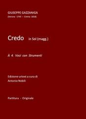 Credo in Sol Maggiore. A 4 voci con strumenti. Spartito di Giuseppe Gazzaniga edito da Youcanprint