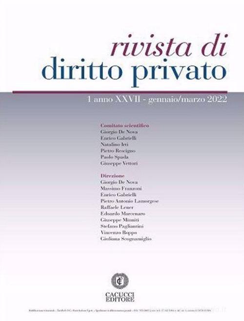 Rivista di diritto privato (2022) vol.1 edito da Cacucci