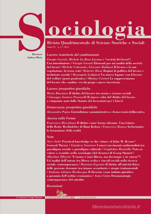 Sociologia. Rivista quadrimestrale di scienze storiche e sociali (2021) vol. 2 edito da Gangemi Editore