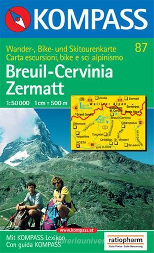 Carta escursionistica n. 87. Svizzera, Alpi occidentali. Breuil, Cervinia, Zermatt 1:50.000 edito da Kompass