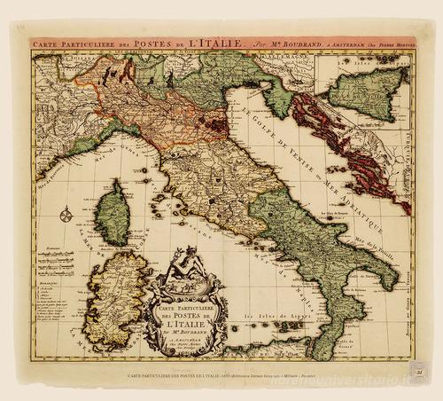 Italia postale 1670 (carta murale anticata in canvas) edito da Global Map