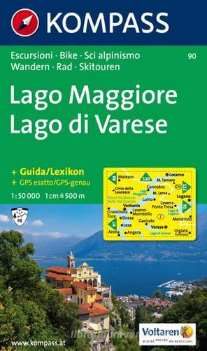Carta escursionistica n. 90. Laghi settentrionali. Lago Maggiore, Lago di Varese edito da Kompass