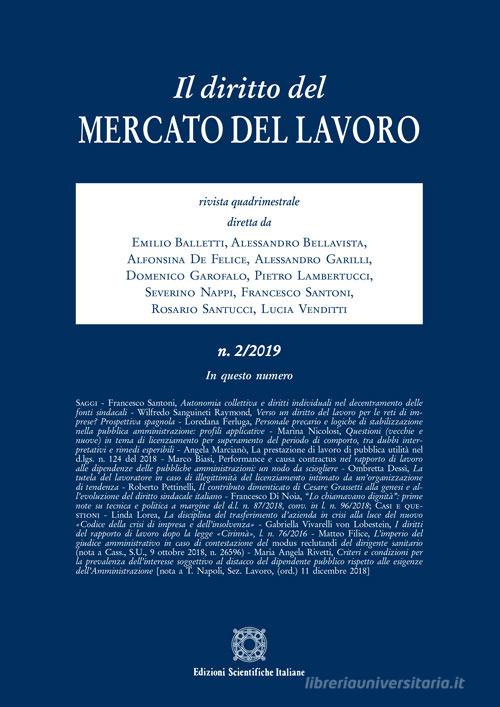 Il diritto del mercato del lavoro (2019) vol.2 edito da Edizioni Scientifiche Italiane