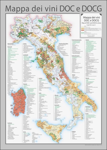 Mappa dei vini DOC e DOGC edito da Libreria Geografica