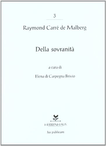 Della sovranità di Raymond Carrè de Malberg edito da Herrenhaus