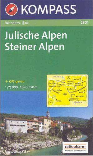 Carta escursionistica e stradale n. 2801. Slovenia. Julische Alpen Steiner Alpen 1:75:000. Adatto a GPS. Digital map. DVD-ROM edito da Kompass