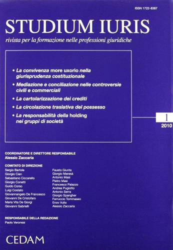 Studium iuris. Rivista per la formazione nelle professioni giuridiche (2010). Con indici 2009 vol.1 edito da CEDAM