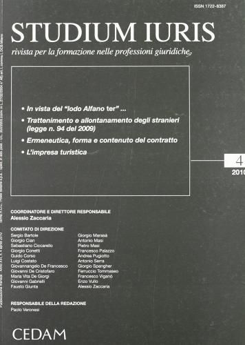 Studium iuris. Rivista per la formazione nelle professioni giuridiche (2010) vol.4 edito da CEDAM