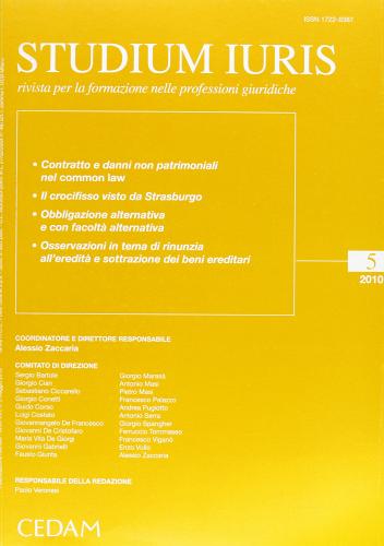 Studium iuris. Rivista per la formazione nelle professioni giuridiche (2010) vol.5 edito da CEDAM