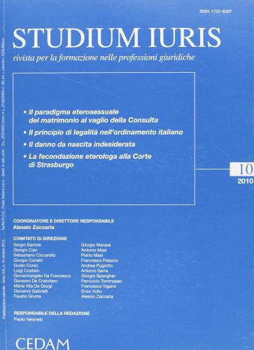 Studium iuris. Rivista per la formazione nelle professioni giuridiche (2010) vol.10 edito da CEDAM