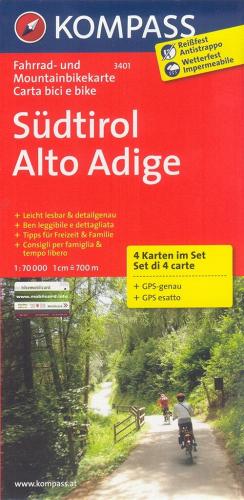 Carta cicloturistica n. 3401. Südtirol-Alto Adige 1:70.000 (set di 4 carte). Ediz. bilingue edito da Kompass