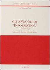 Ignazio Silone. Gli articoli di «Information» (Zurigo, 1932-34) di M. A. Morettini Bura edito da Guerra Edizioni