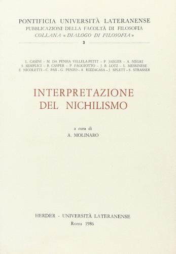 Interpretazione del nichilismo edito da Lateran University Press