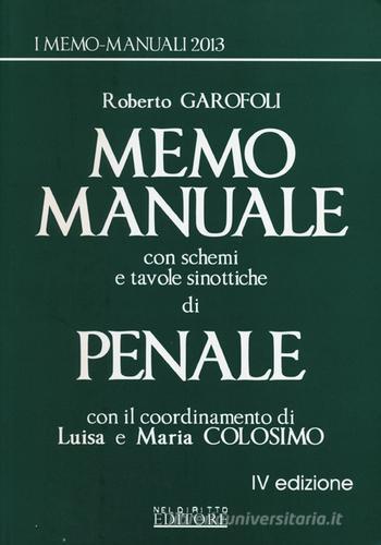 Memo manuale con schemi e tavole sinottiche di penale di Roberto Garofoli edito da Neldiritto.it