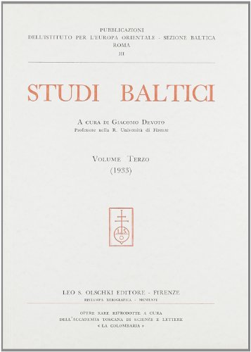 Studi baltici vol.3 edito da Olschki