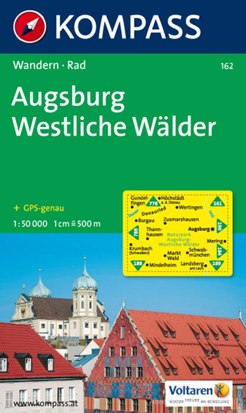 Carta escursionistica e stradale n. 162. Ausburg, westl. Wälder. Adatto a GPS. Digital map. DVD-ROM edito da Kompass