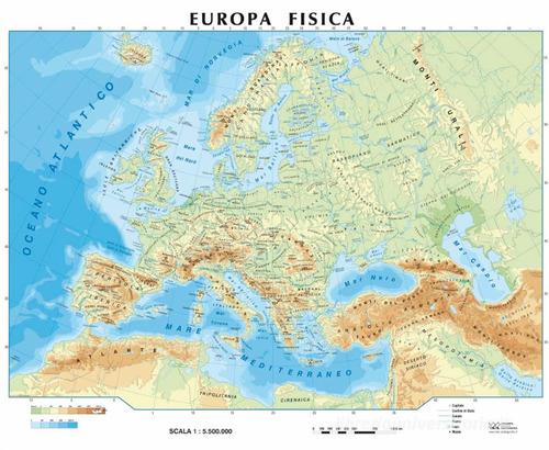 Europa fisica/politica 1:17.000.000 (carta scolastica da banco telata stesa cm 42x29,7) edito da Global Map