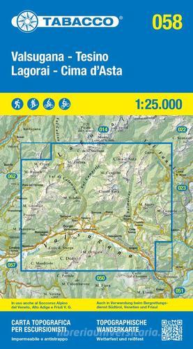 Valsugana - Tesino - Lagorai - Cima d'Asta. Carta topografica in scala 1:25.000 edito da Tabacco