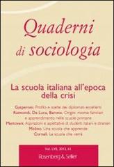 Quaderni di sociologia vol.61 edito da Rosenberg & Sellier