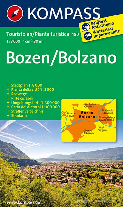 Pianta della città n. 480. Bolzano-Bozen 1:8.000 edito da Kompass