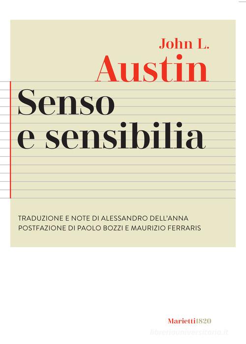Senso e sensibilia di John Langshaw Austin edito da Marietti 1820