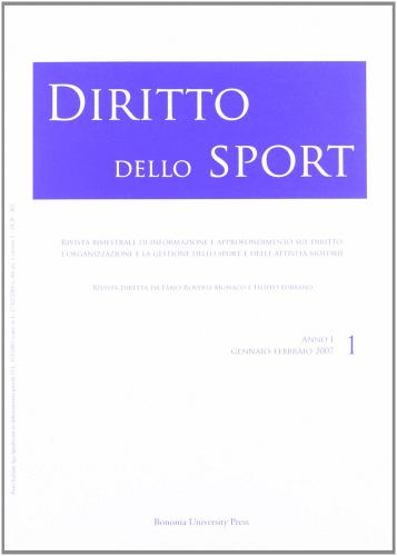 Diritto dello sport (2007) vol.1 edito da Bononia University Press